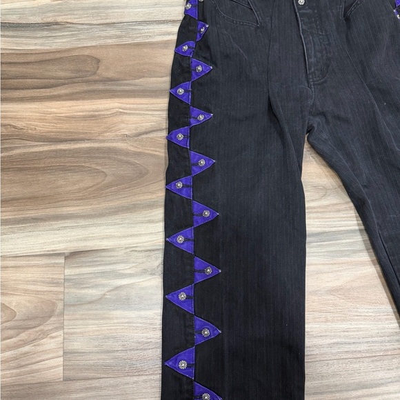 Vintage Black Jeans with Purple Detailing - Picture 2 of 8